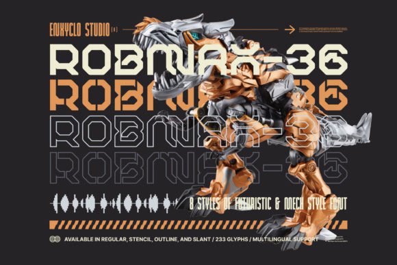 Robmax36: A Futuristic Mecha Display Font for Bold Sci-Fi Branding